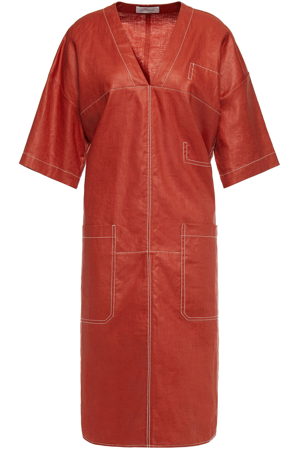 Lee Mathews Woman Phoebe Oversized Linen Dress Brick Size 2