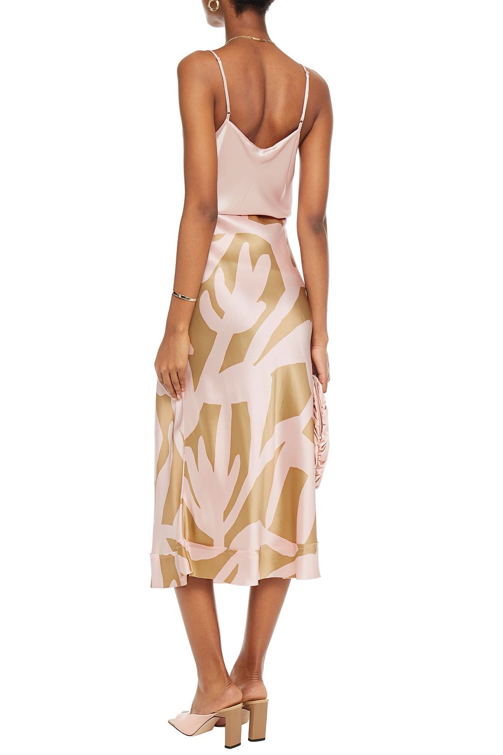 LEE MATHEWS Bella printed silk-satin midi skirt