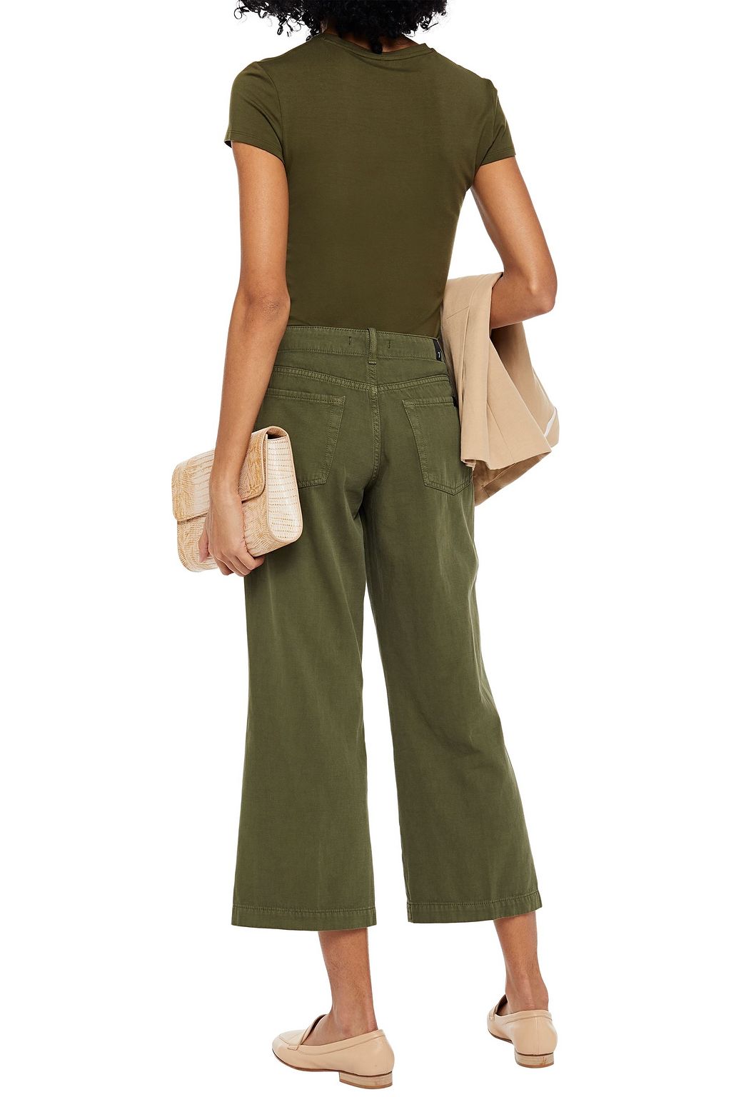 7 FOR ALL MANKIND Alexa cropped cotton and linen-blend wide-leg pants