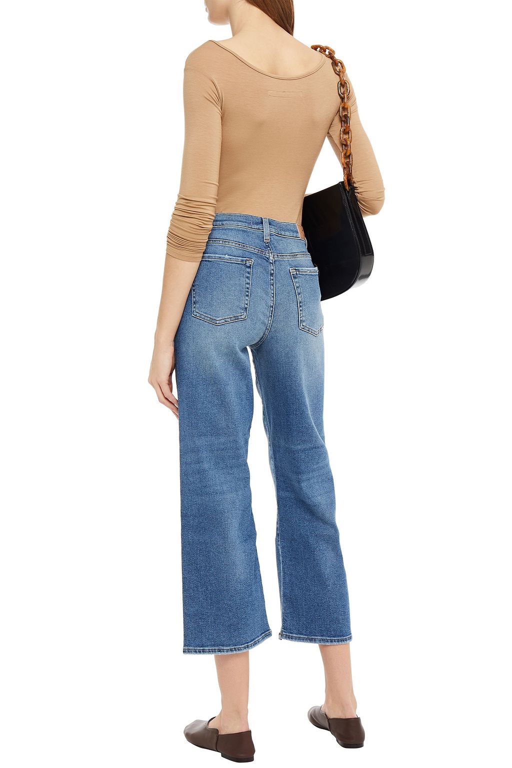 7 FOR ALL MANKIND Alexa cropped distressed mid-rise straight-leg jeans