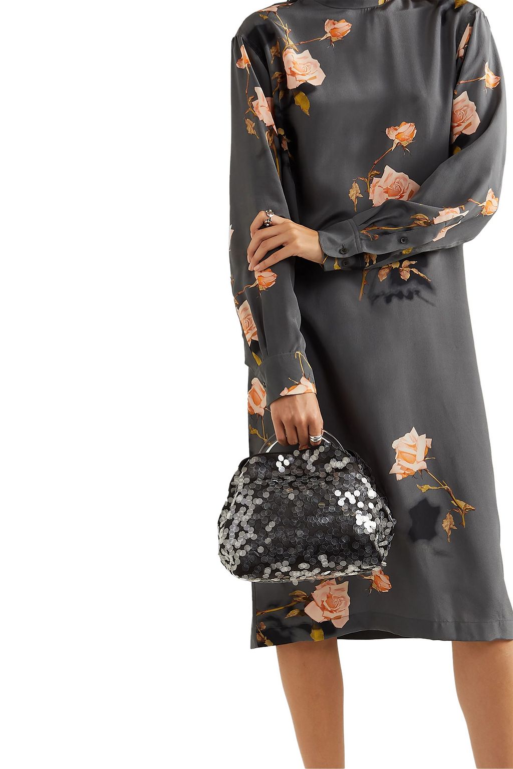DRIES VAN NOTEN Sequin-embellished satin and resin tote