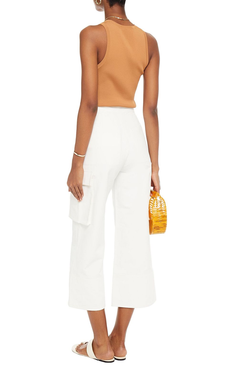 LEE MATHEWS Frankie cropped cotton-blend canvas wide-leg pants