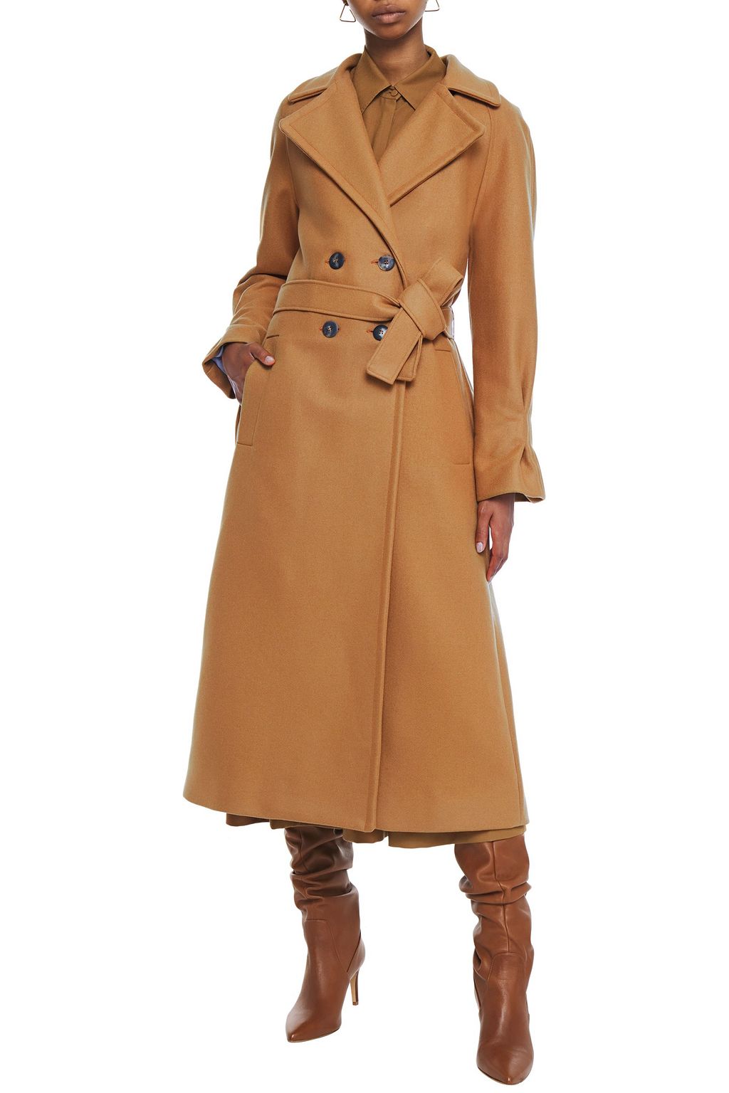 YOOX NET-A-PORTER FOR THE PRINCE'S FOUNDATION Belted double-breasted merino wool and cashmere-blend coat