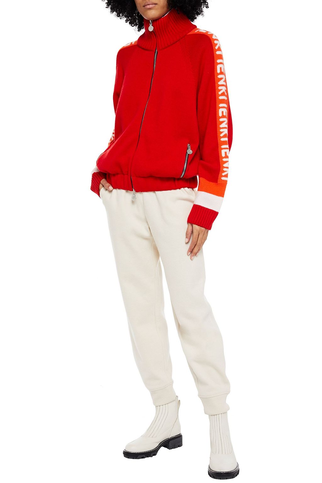 IENKI IENKI Merino wool and cashmere-blend logo-jacquard cardigan