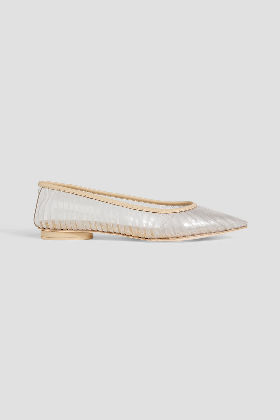 Cult Gaia Leena Leather-trimmed Pvc Point-toe Flats In Clear