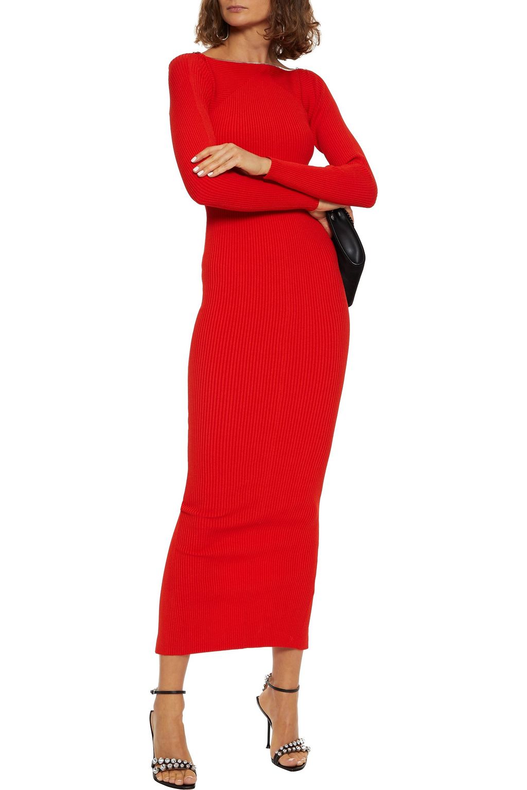 ALEXANDER WANG Zip-detailed ribbed-knit maxi dress