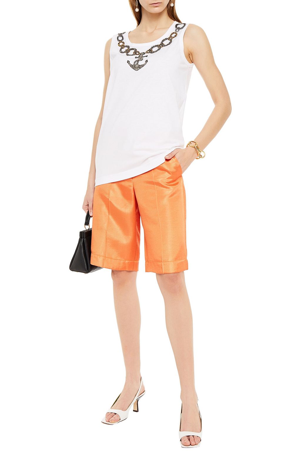 DOLCE&GABBANA Embellished appliquéd cotton-jersey top