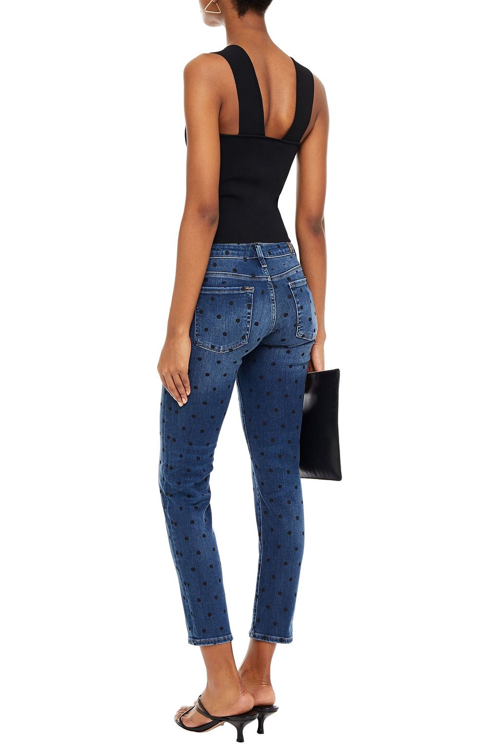 7 FOR ALL MANKIND Pyper cropped polka-dot mid-rise slim-leg jeans