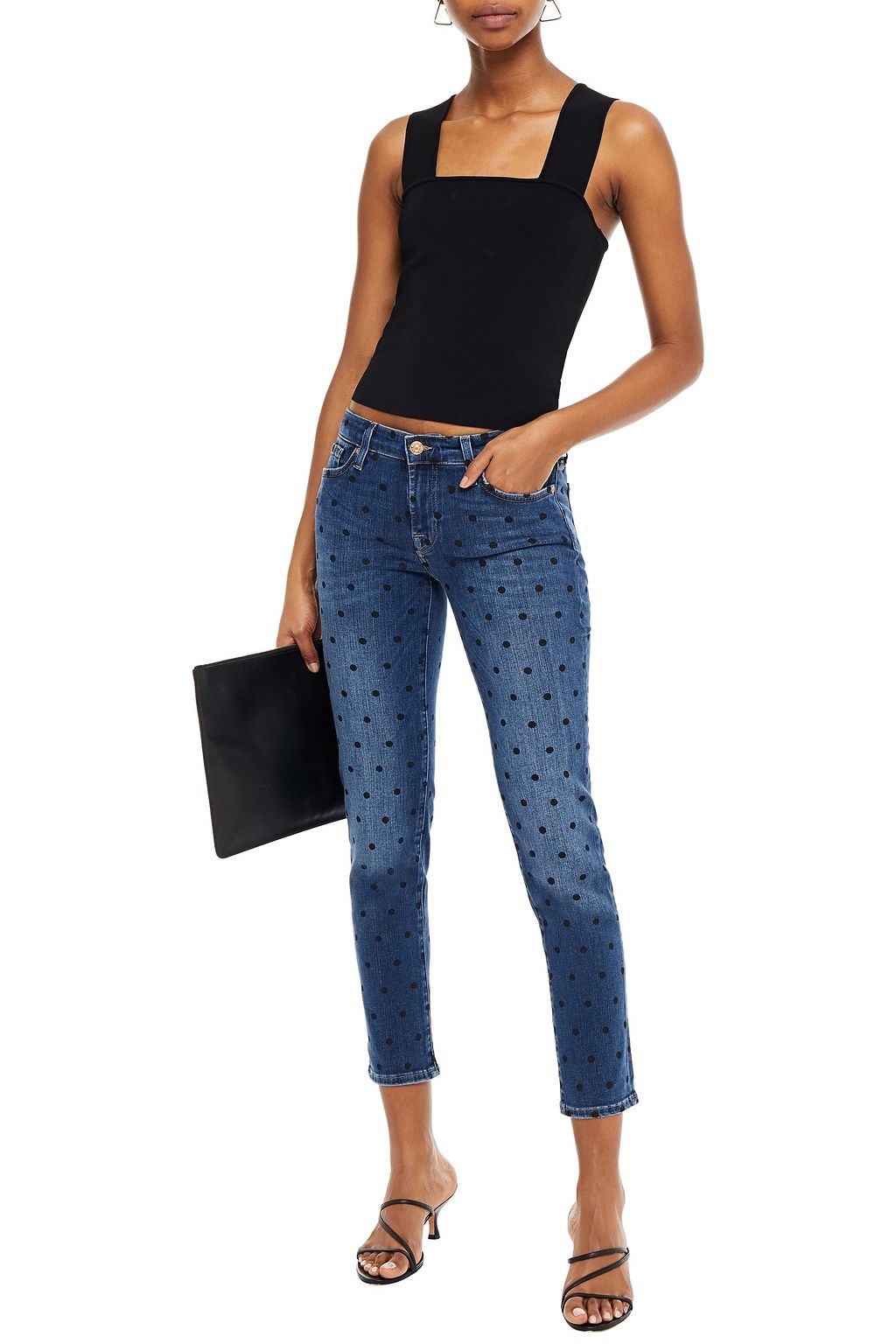 7 FOR ALL MANKIND Pyper cropped polka-dot mid-rise slim-leg jeans