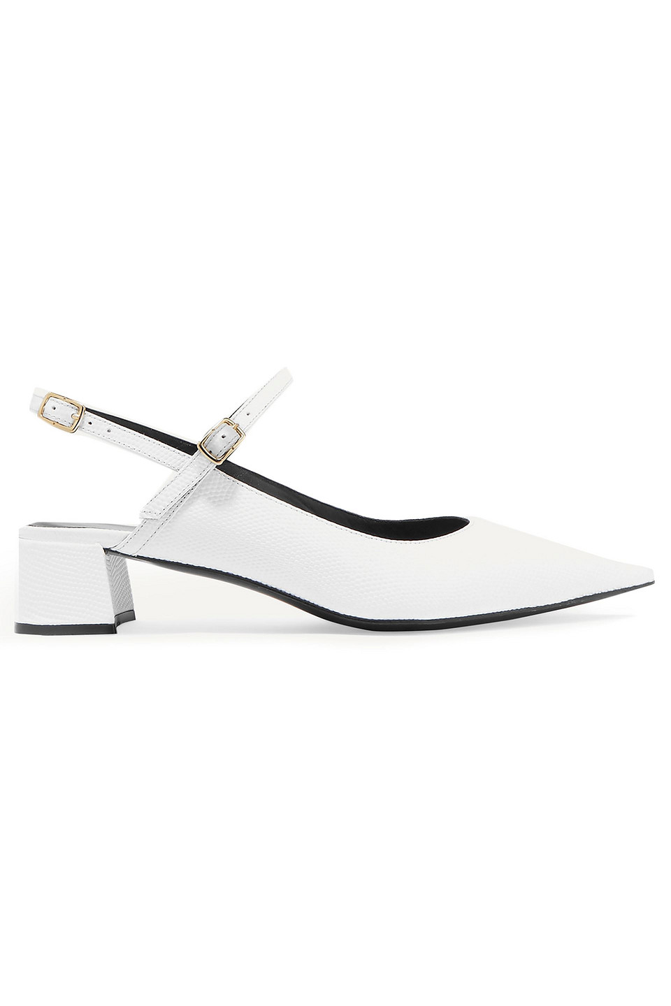 Erdem Woman Aerin Embossed Glossed-leather Slingback Pumps White Size 40.5