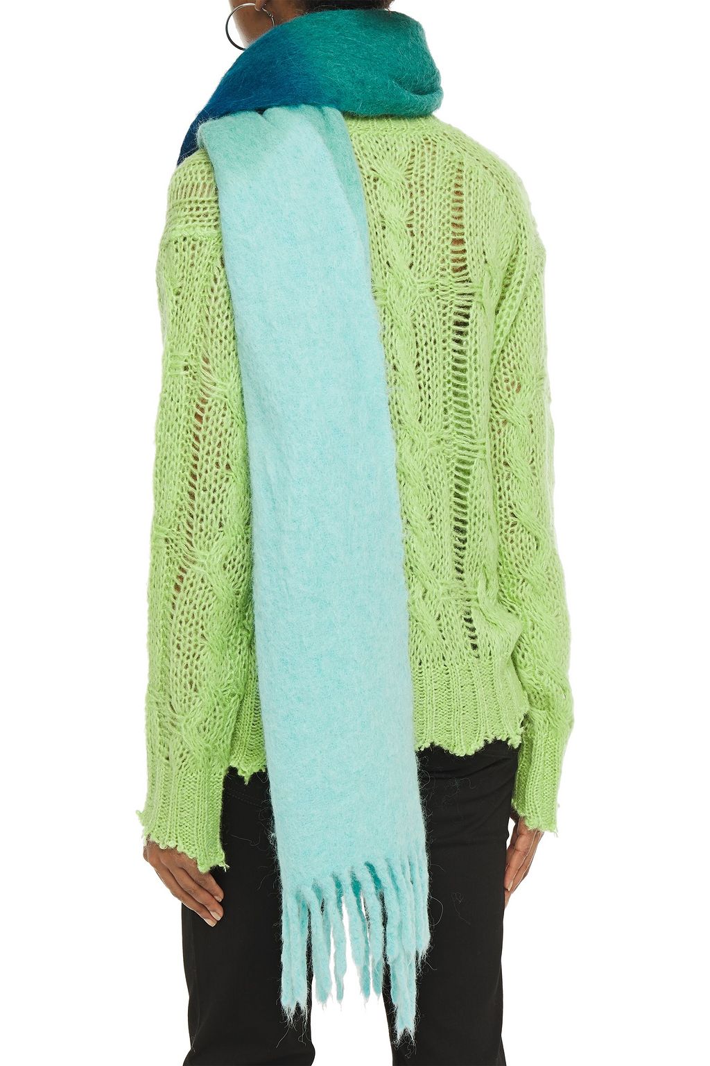 ACNE STUDIOS Kelow Dye fringed embroidered brushed knitted scarf