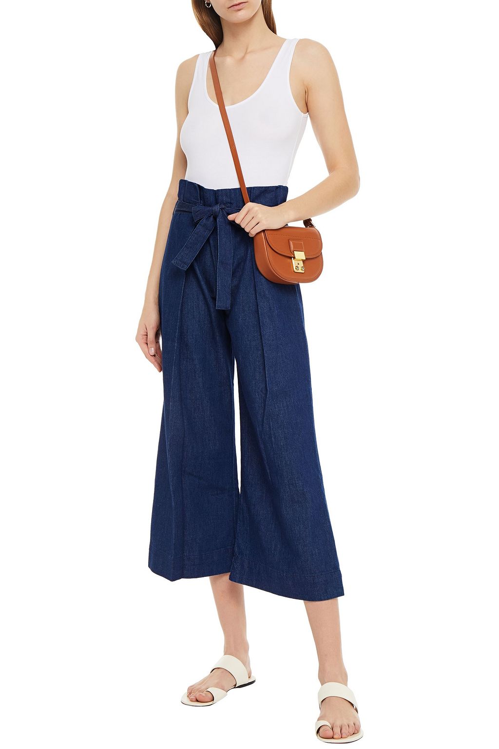 7 FOR ALL MANKIND Lotta cropped belted high-rise wide-leg jeans