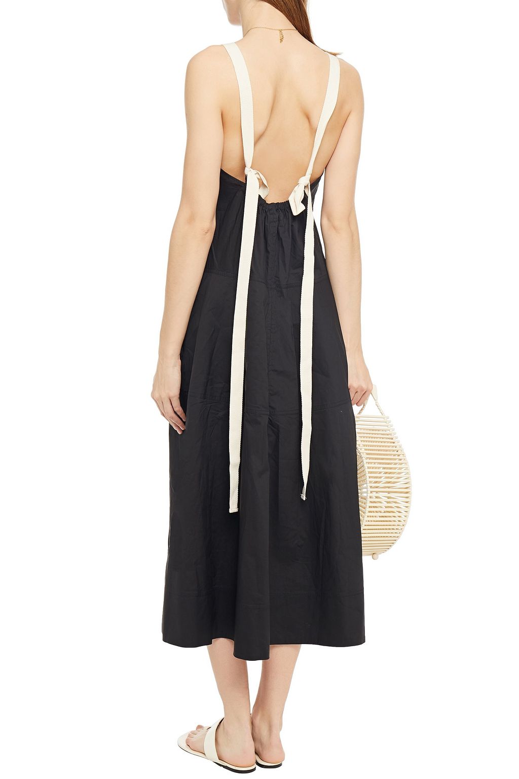 LEE MATHEWS Elsie cotton-blend poplin halterneck midi dress
