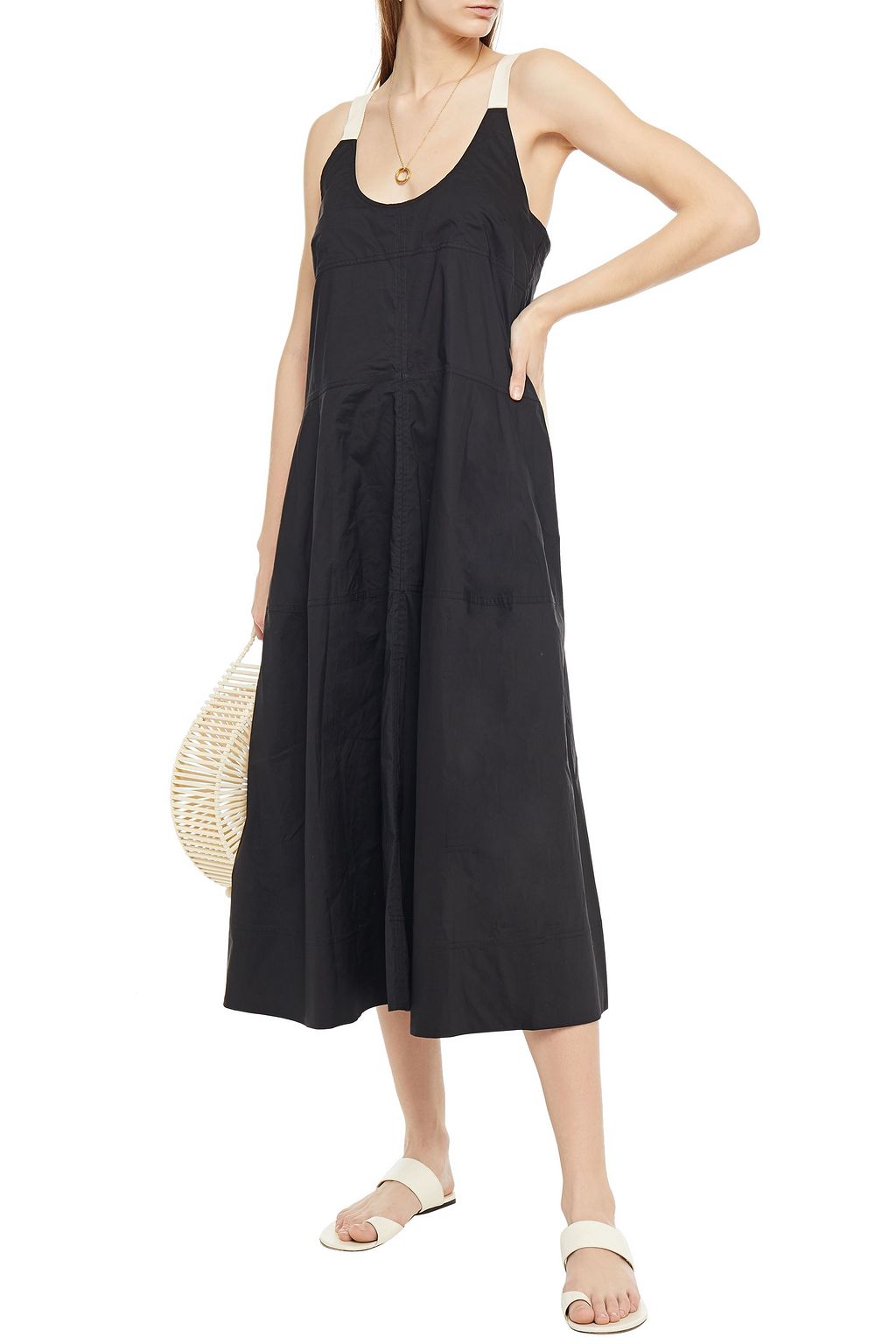 LEE MATHEWS Elsie cotton-blend poplin halterneck midi dress