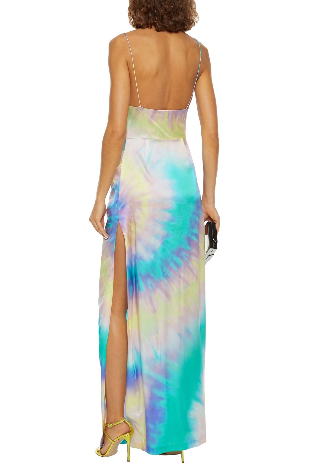 RETROFÊTE Marlene tie-dyed silk-blend satin maxi dress