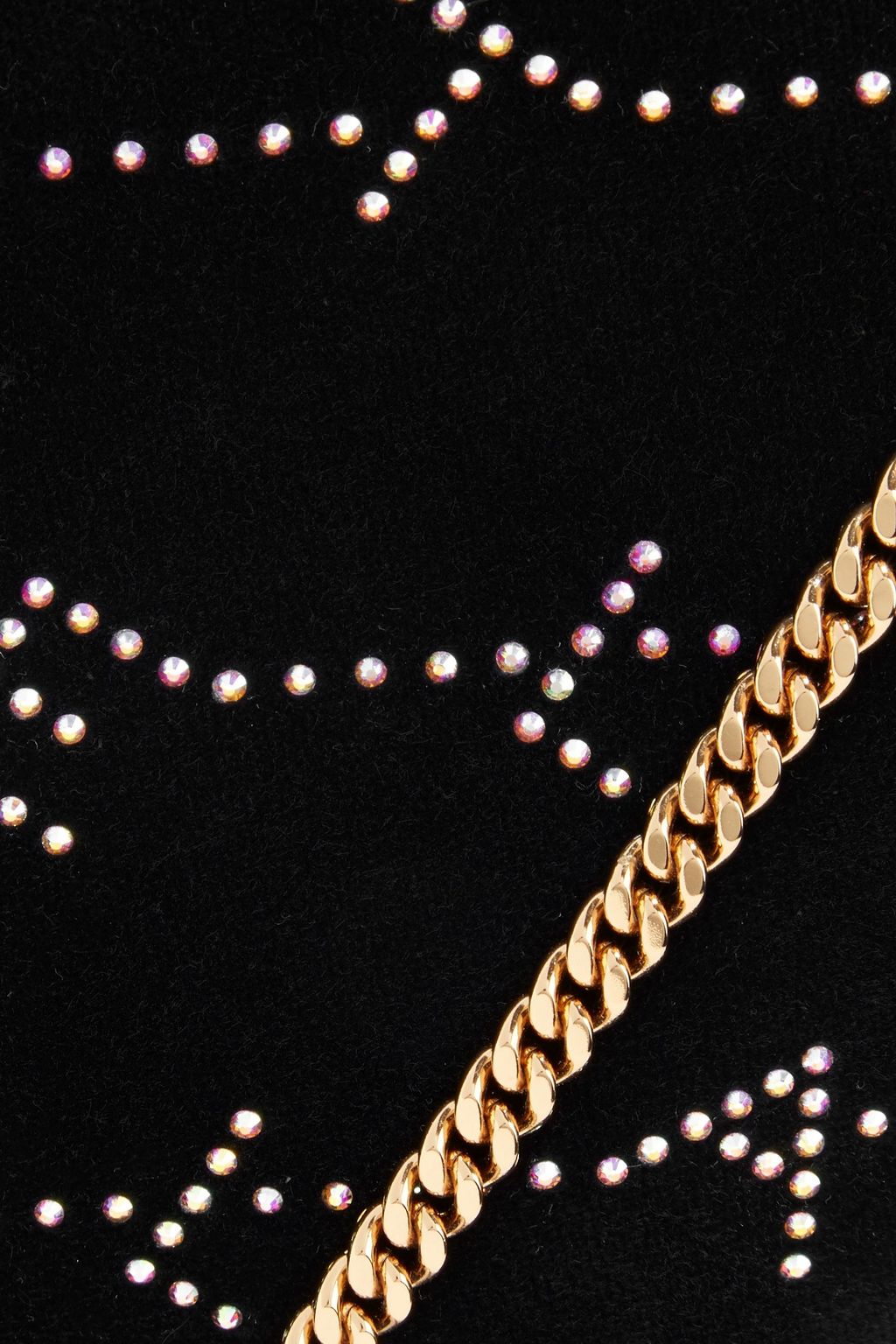 STELLA MCCARTNEY Monogram mini crystal-embellished velvet shoulder bag