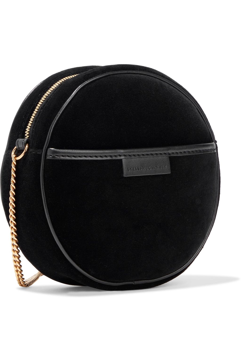 STELLA MCCARTNEY Monogram mini crystal-embellished velvet shoulder bag