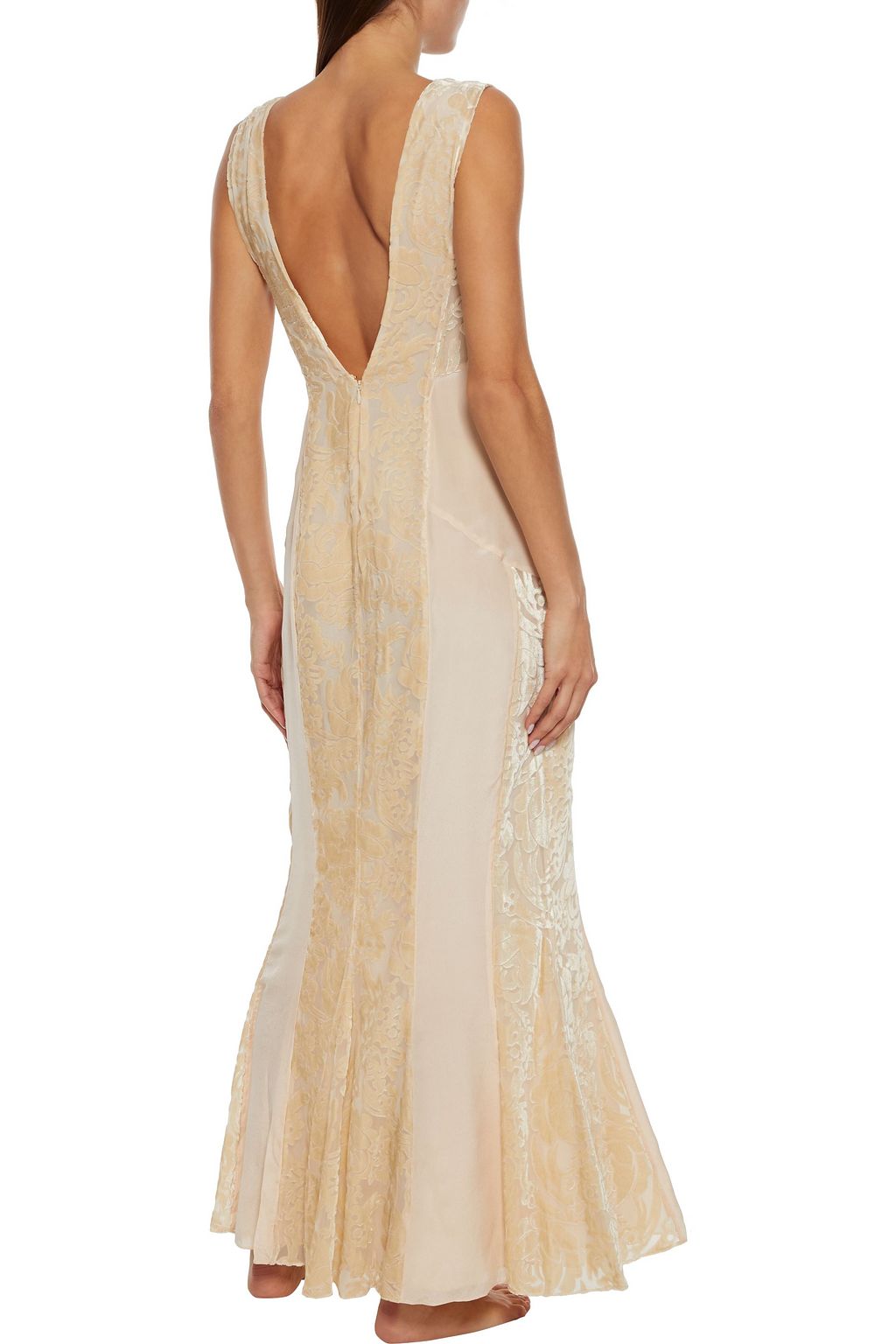 MYLA De Beauvoir devoré-velvet and silk crepe de chine night dress