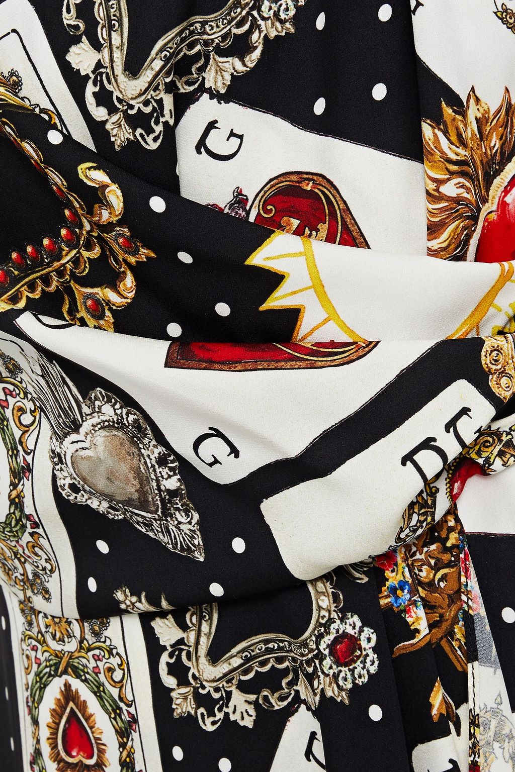 DOLCE&GABBANA Wrap-effect printed silk-blend crepe top