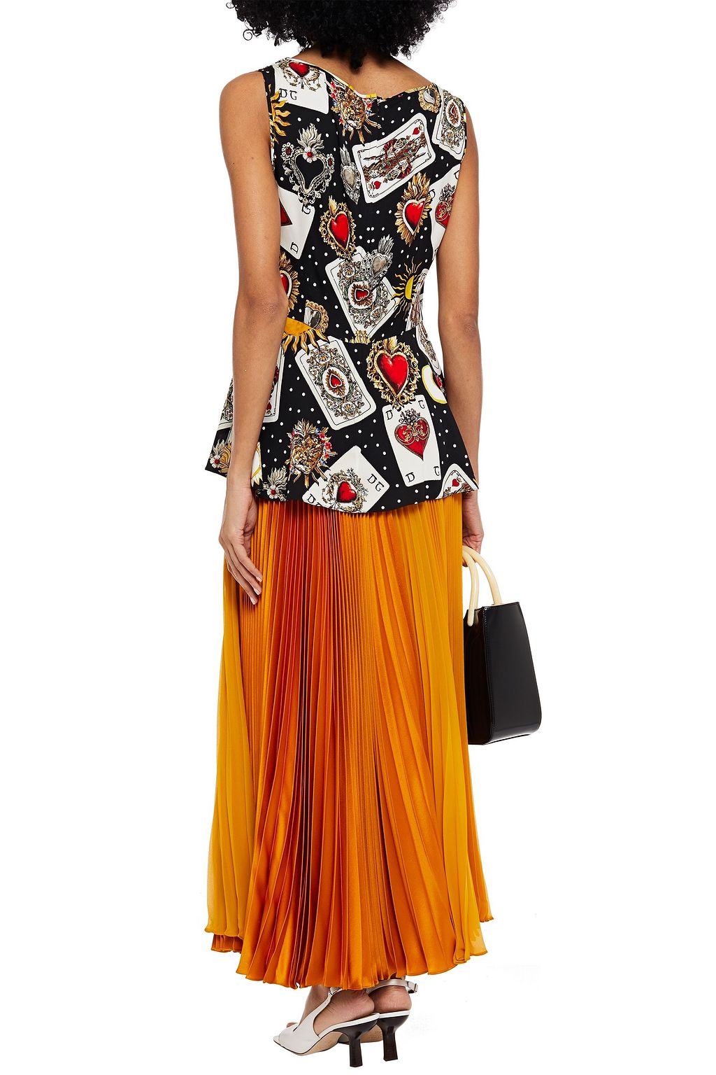 DOLCE&GABBANA Wrap-effect printed silk-blend crepe top