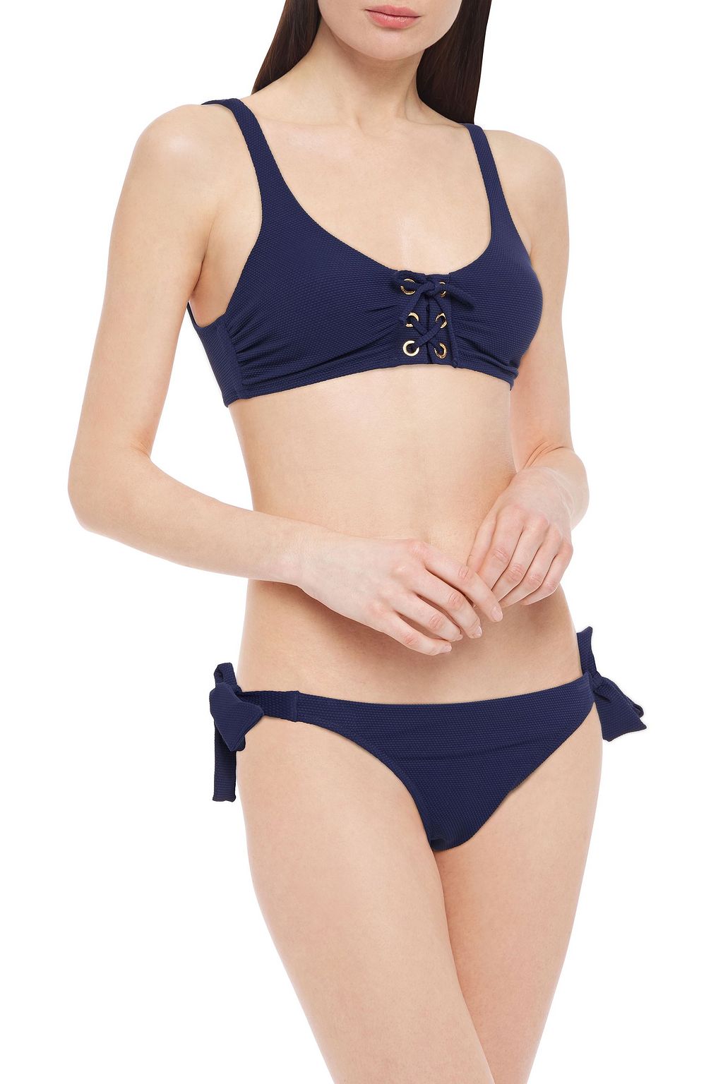 MELISSA ODABASH Rome lace-up stretch-piqué bikini top