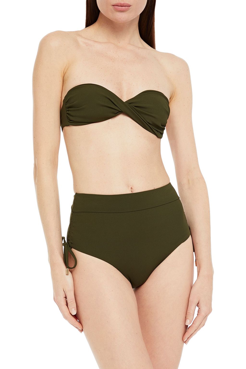 MELISSA ODABASH Thailand twist-front ribbed bandeau bikini top