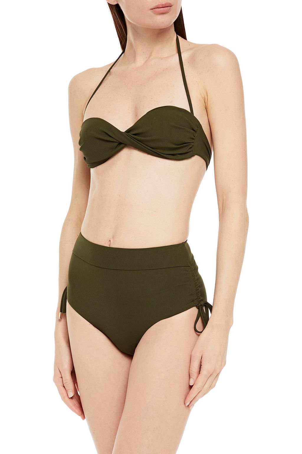 MELISSA ODABASH Thailand twist-front ribbed bandeau bikini top