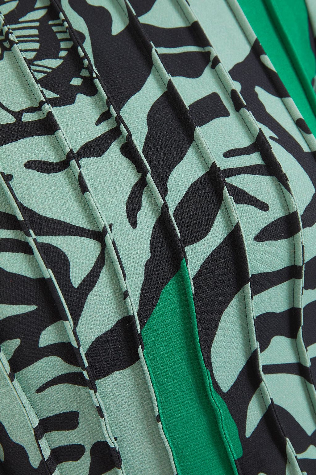 VALENTINO GARAVANI Pleated printed wool and silk-blend crepe mini dress
