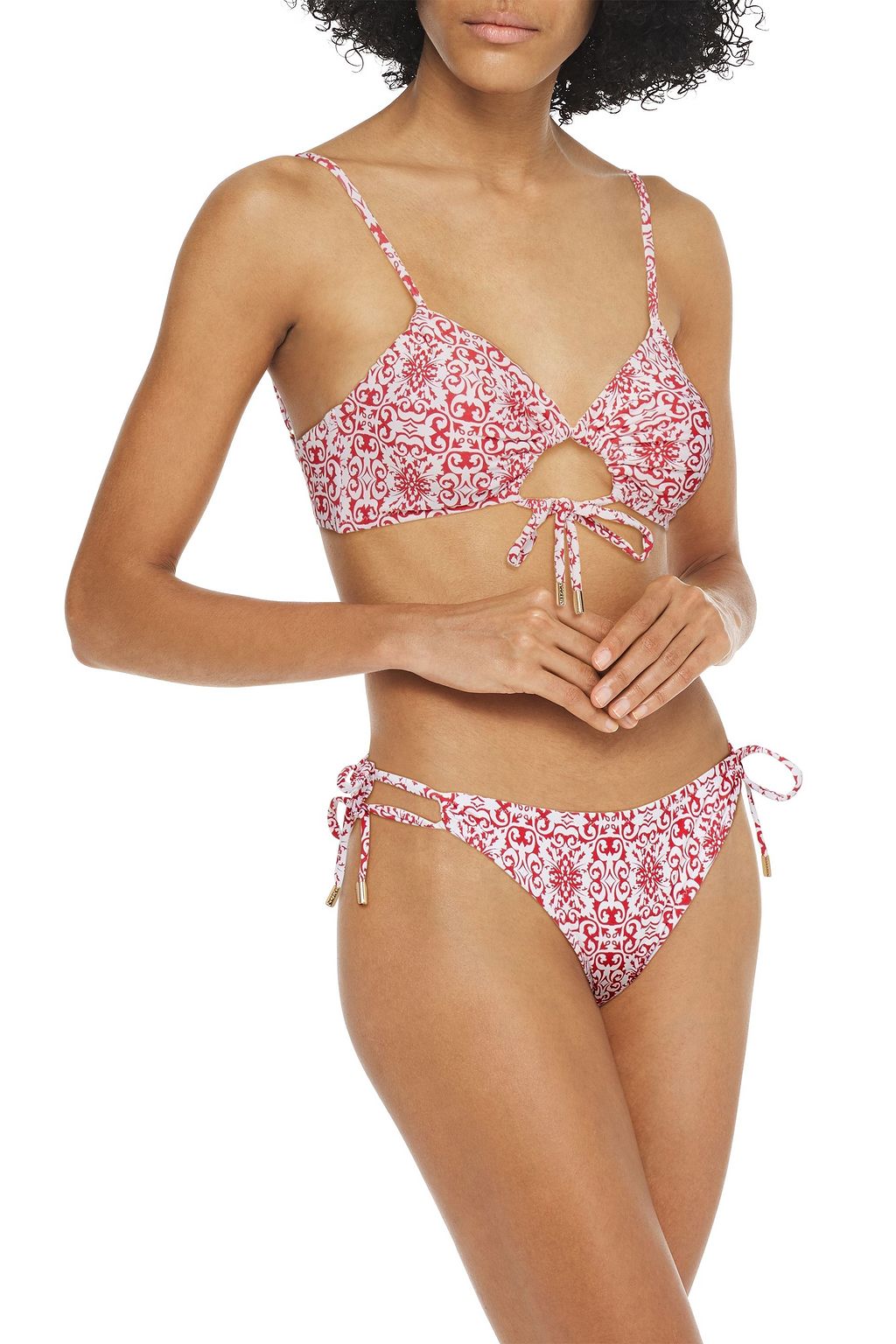 MELISSA ODABASH Zambia bow-detailed printed bikini top