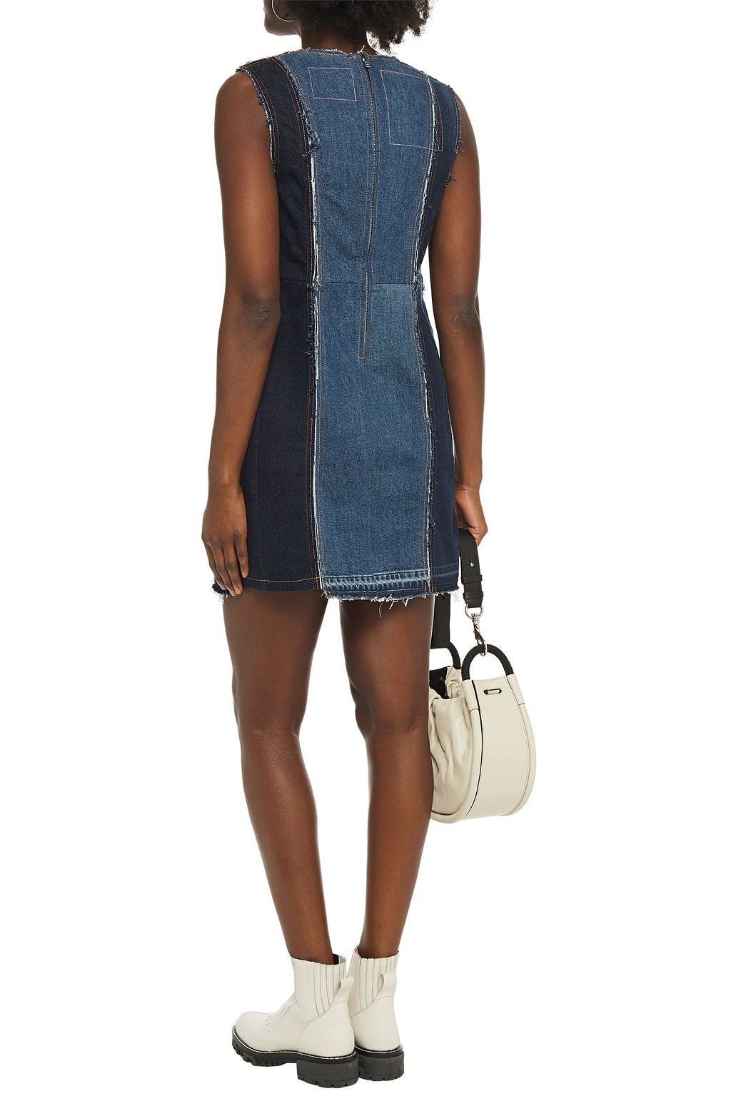 ACNE STUDIOS Frayed two-tone denim mini dress