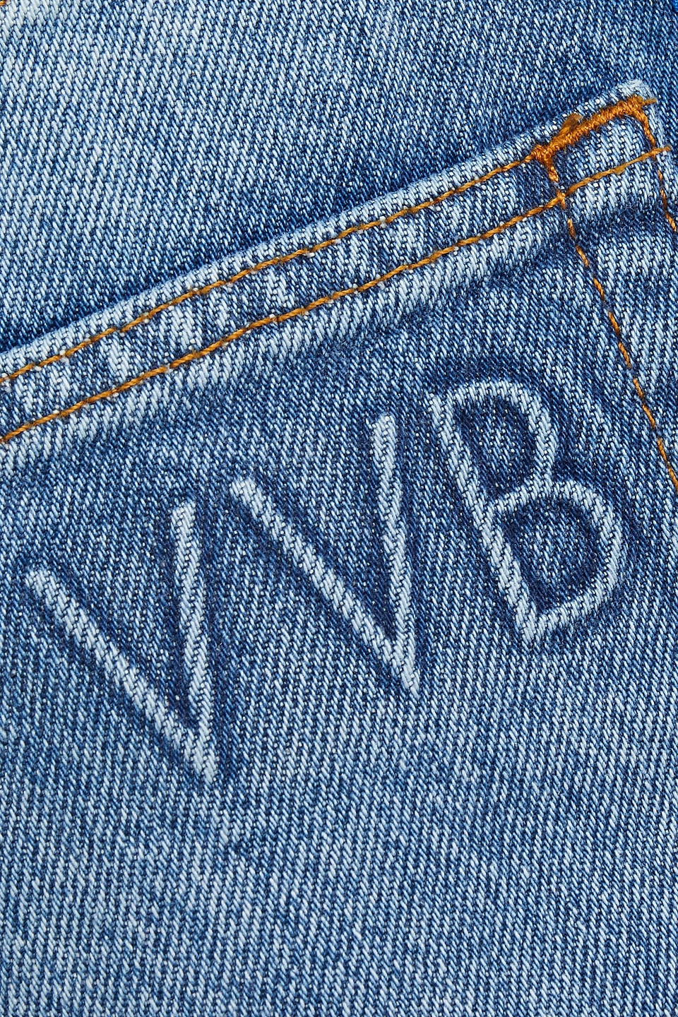 VICTORIA BECKHAM ARIZONA GROSGRAIN-TRIMMED HIGH-RISE STRAIGHT-LEG JEANS 