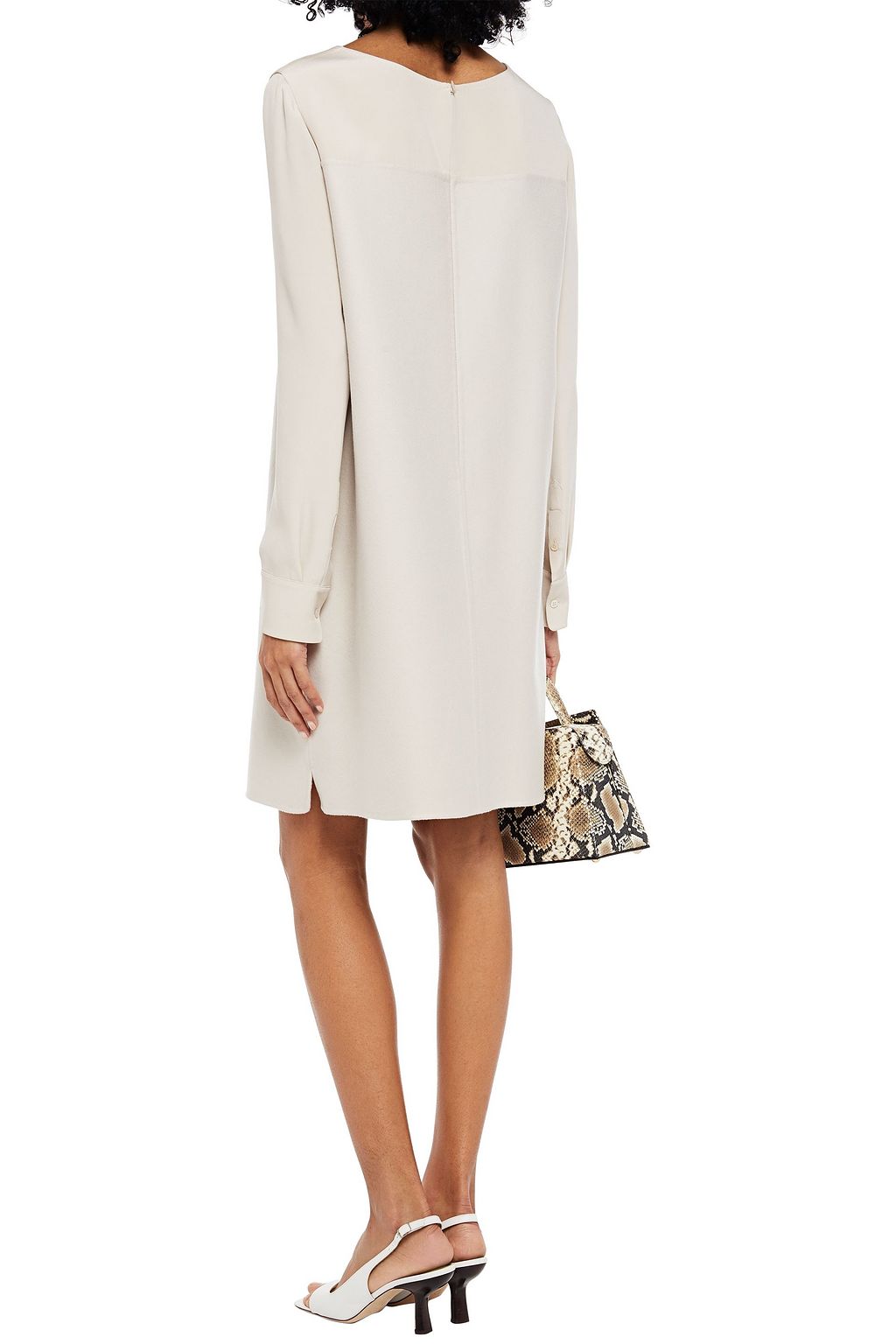 LORO PIANA Silk crepe-paneled cashmere-felt mini dress