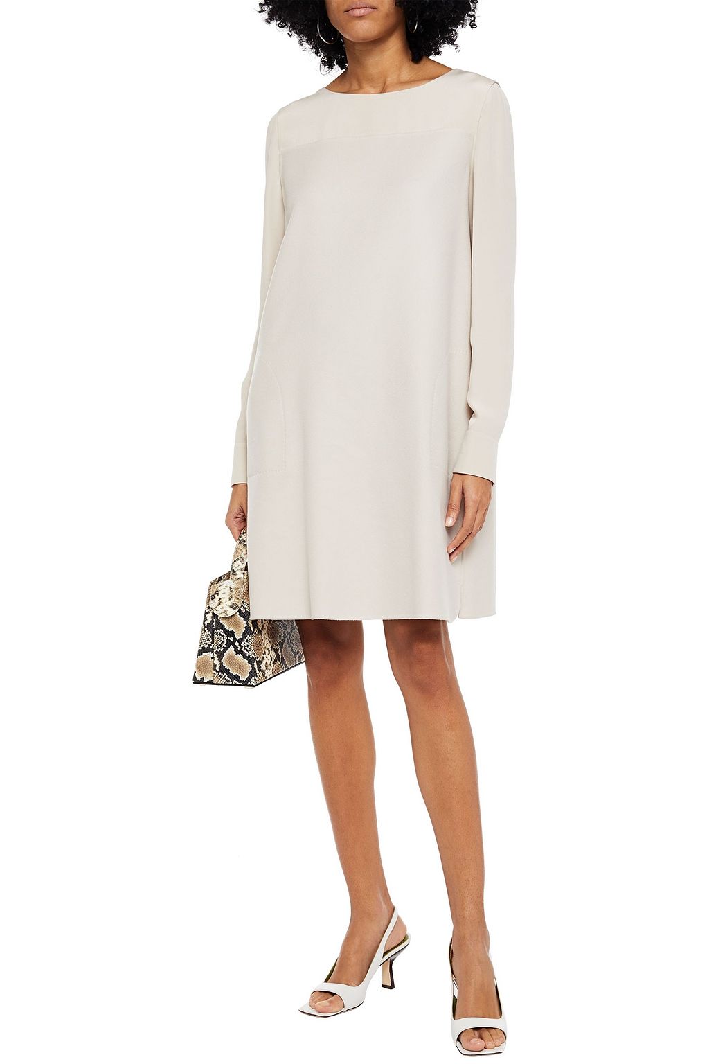 LORO PIANA Silk crepe-paneled cashmere-felt mini dress
