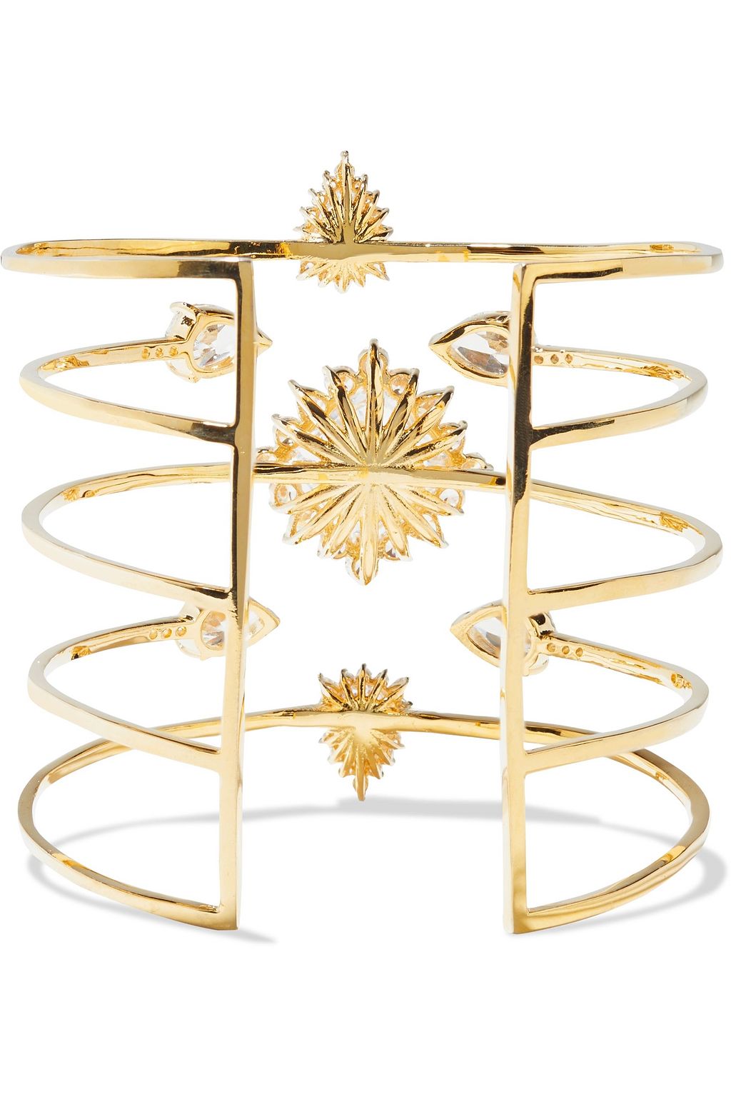 NOIR JEWELRY 14-karat gold-plated crystal cuff