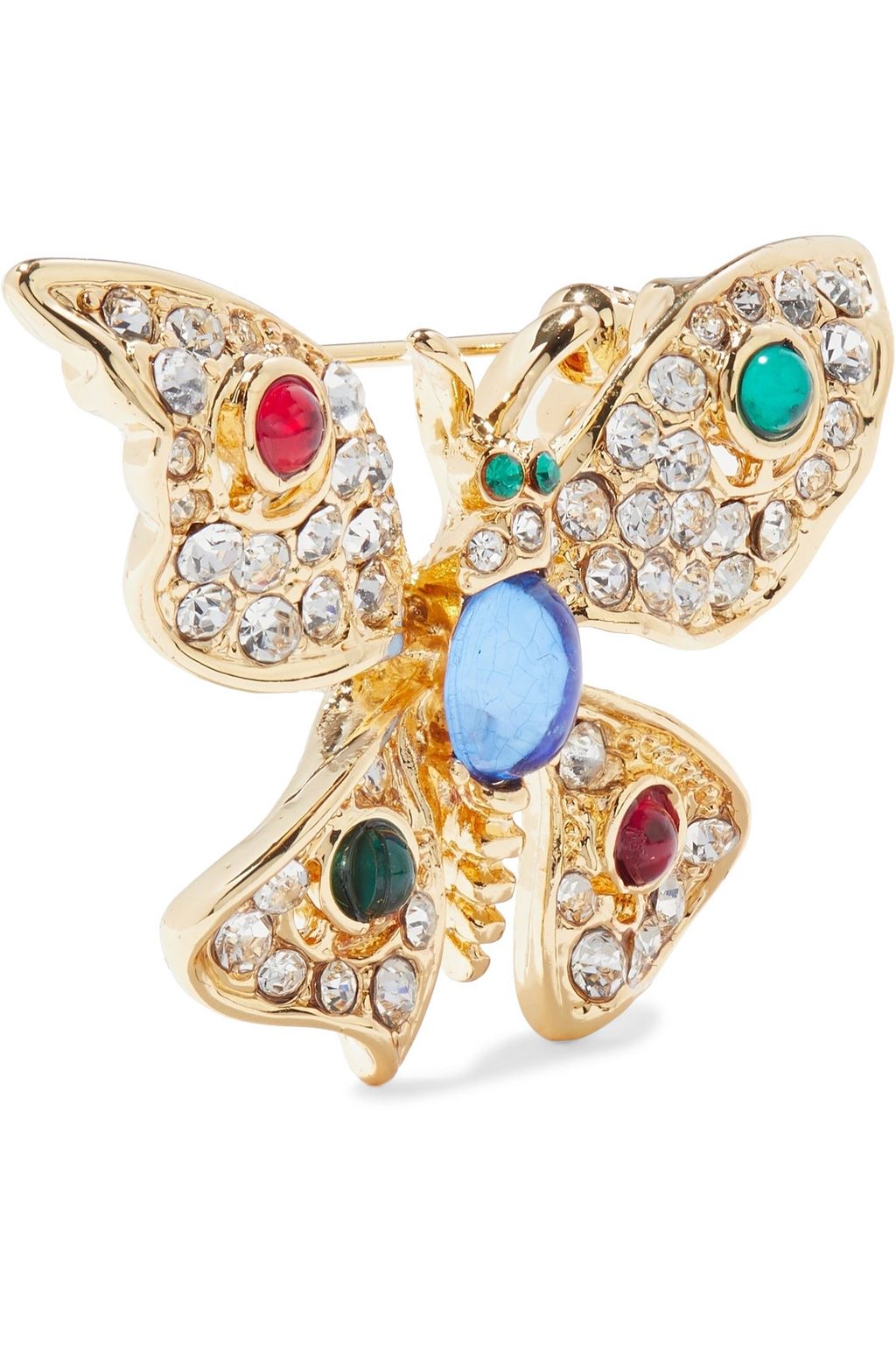KENNETH JAY LANE Gold-tone, crystal and resin brooch
