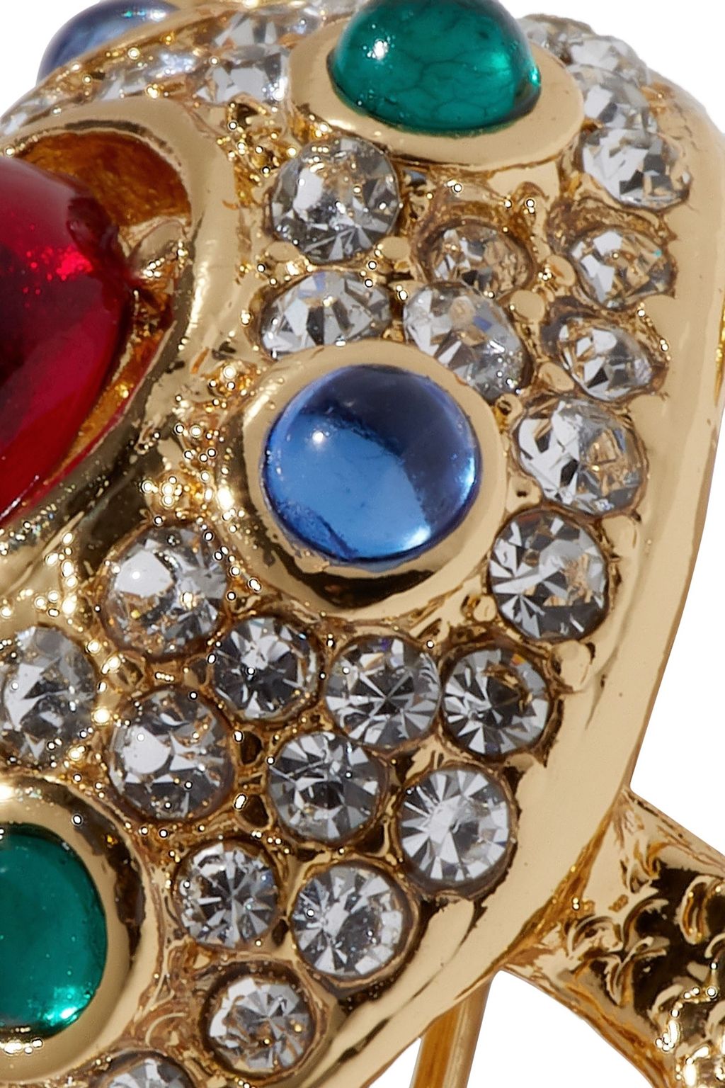 KENNETH JAY LANE Gold-tone crystal and resin brooch