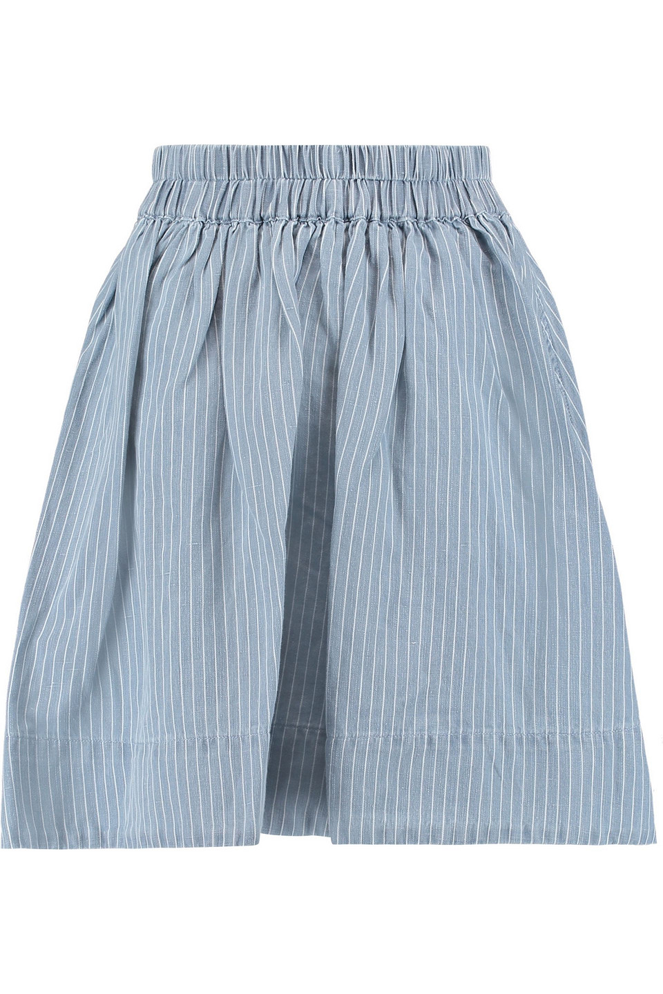 marc by marc jacobs - pinstriped cotton and linen-blend mini skirt - blue - s