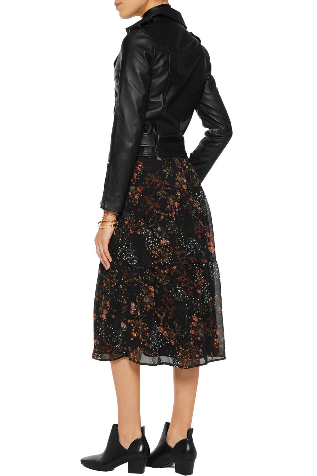 WALTER BAKER Allison belted leather biker jacket