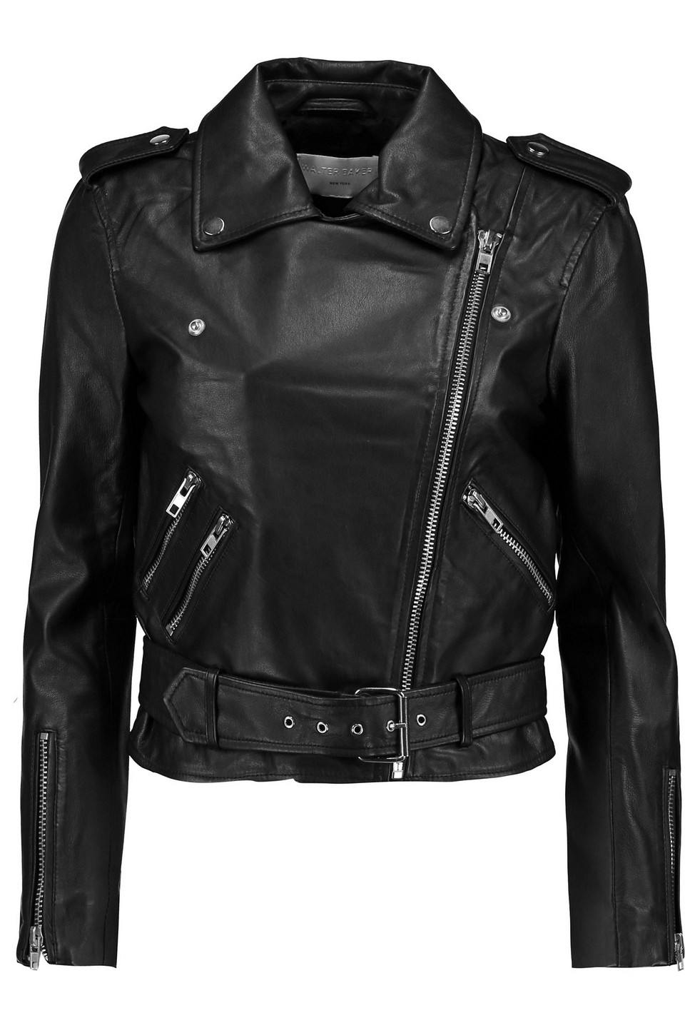Allison cropped leather biker jacket