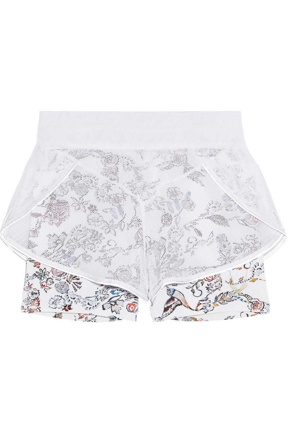 Inca mesh and printed stretch-jersey shorts