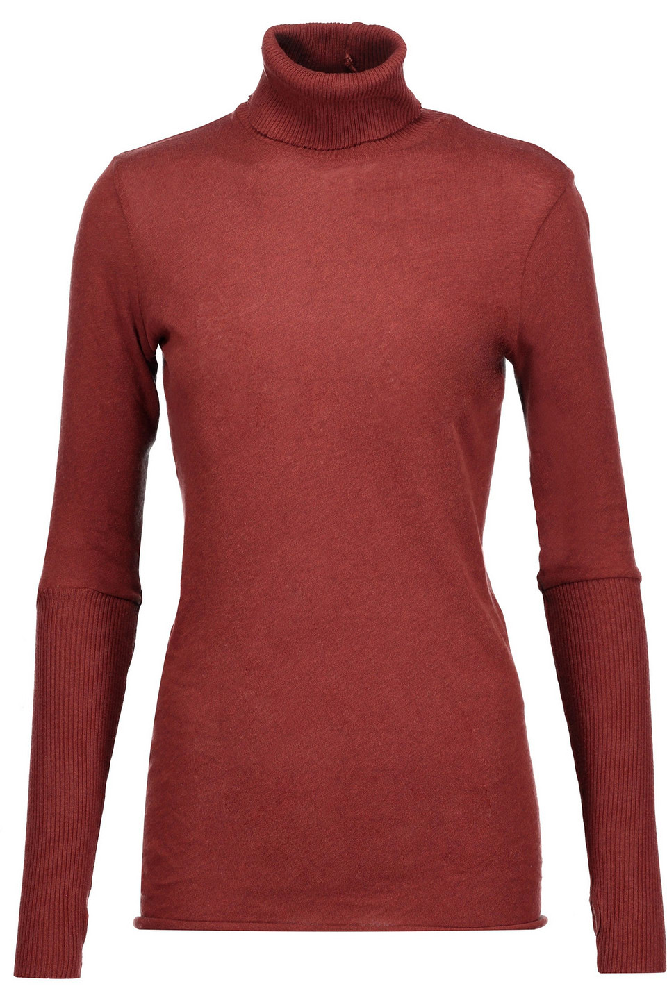 enza costa - cotton and cashmere-blend turtleneck sweater - burgundy - m