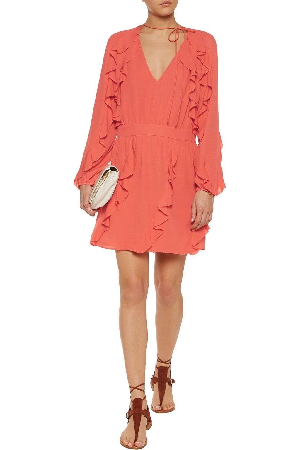 VALENTINO GARAVANI Ruffled silk-crepe mini dress