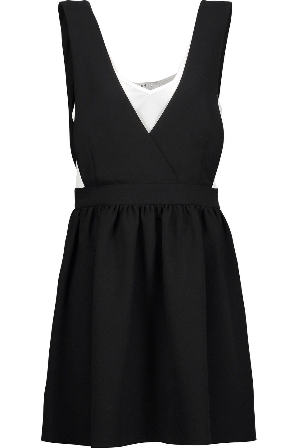 sandro - layered crepe mini dress - black - 3