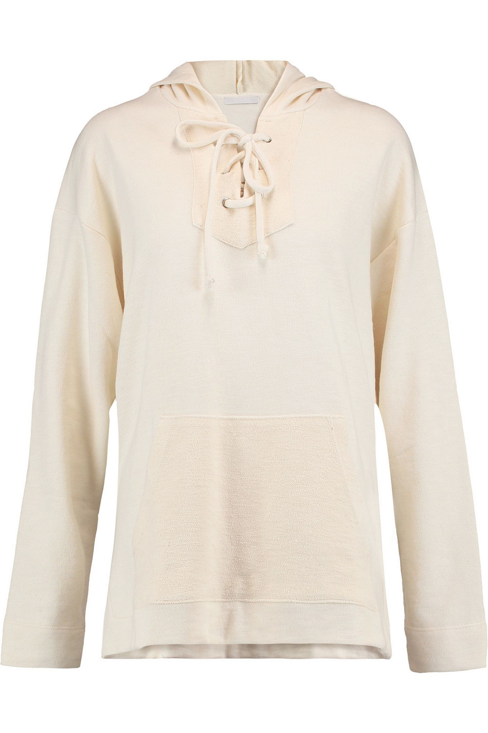kain - apollo lace-up cotton-blend jersey hooded sweatshirt - white - xs