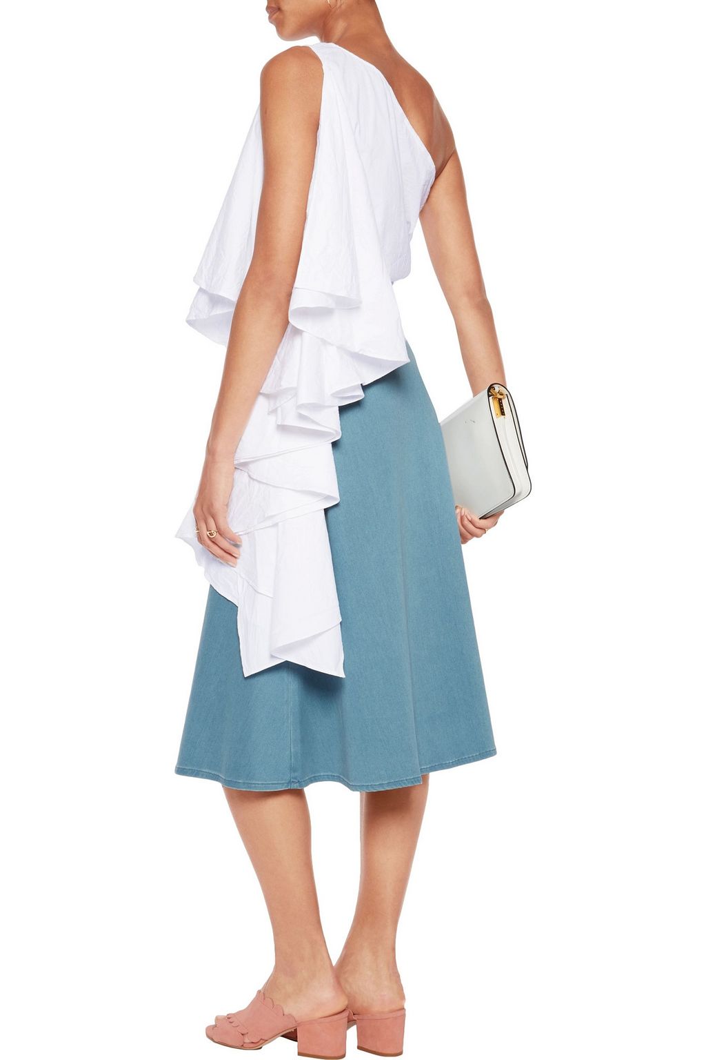 WALTER BAKER Serena one-shoulder ruffled cotton top