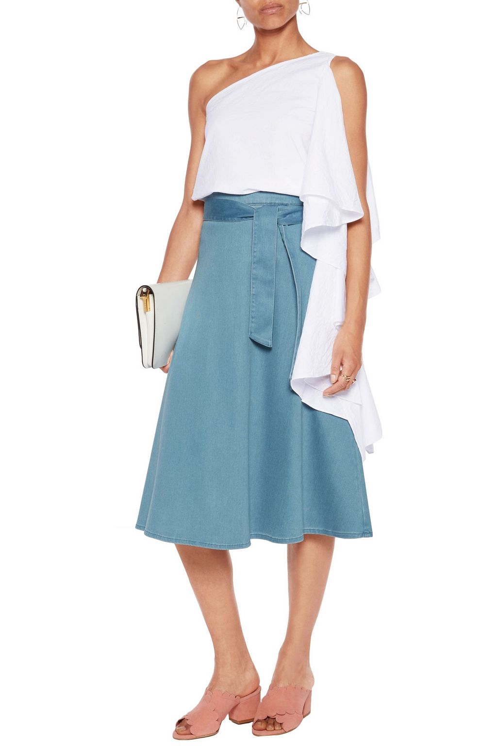 WALTER BAKER Serena one-shoulder ruffled cotton top