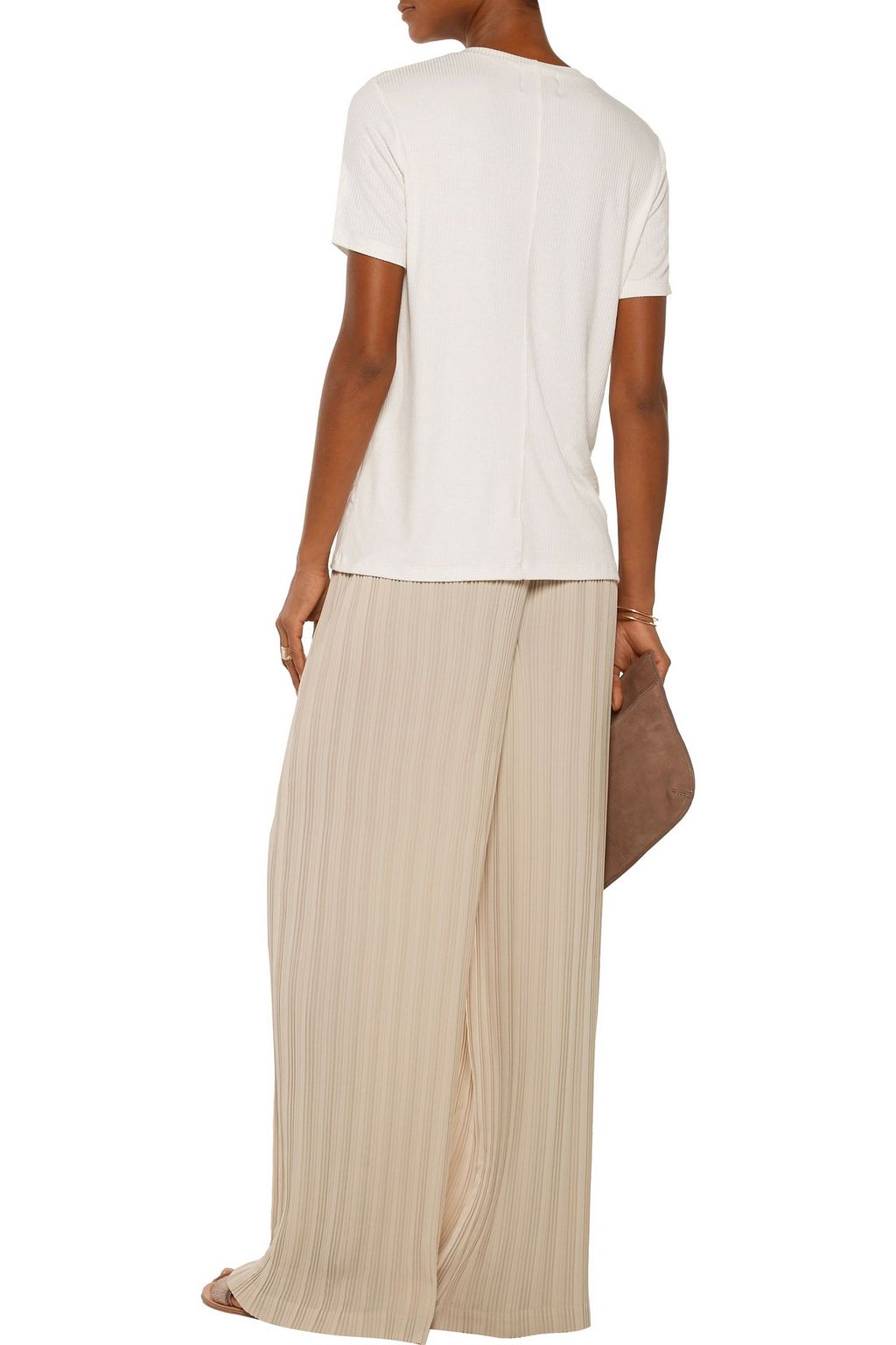 MONROW Ribbed stretch-jersey T-shirt