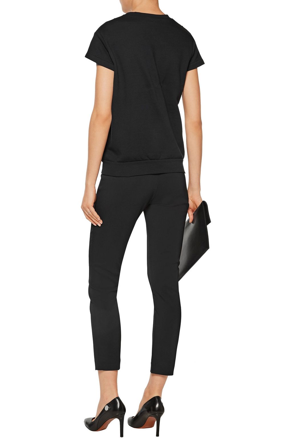 STELLA MCCARTNEY Paneled embroidered cotton-jersey and crepe top