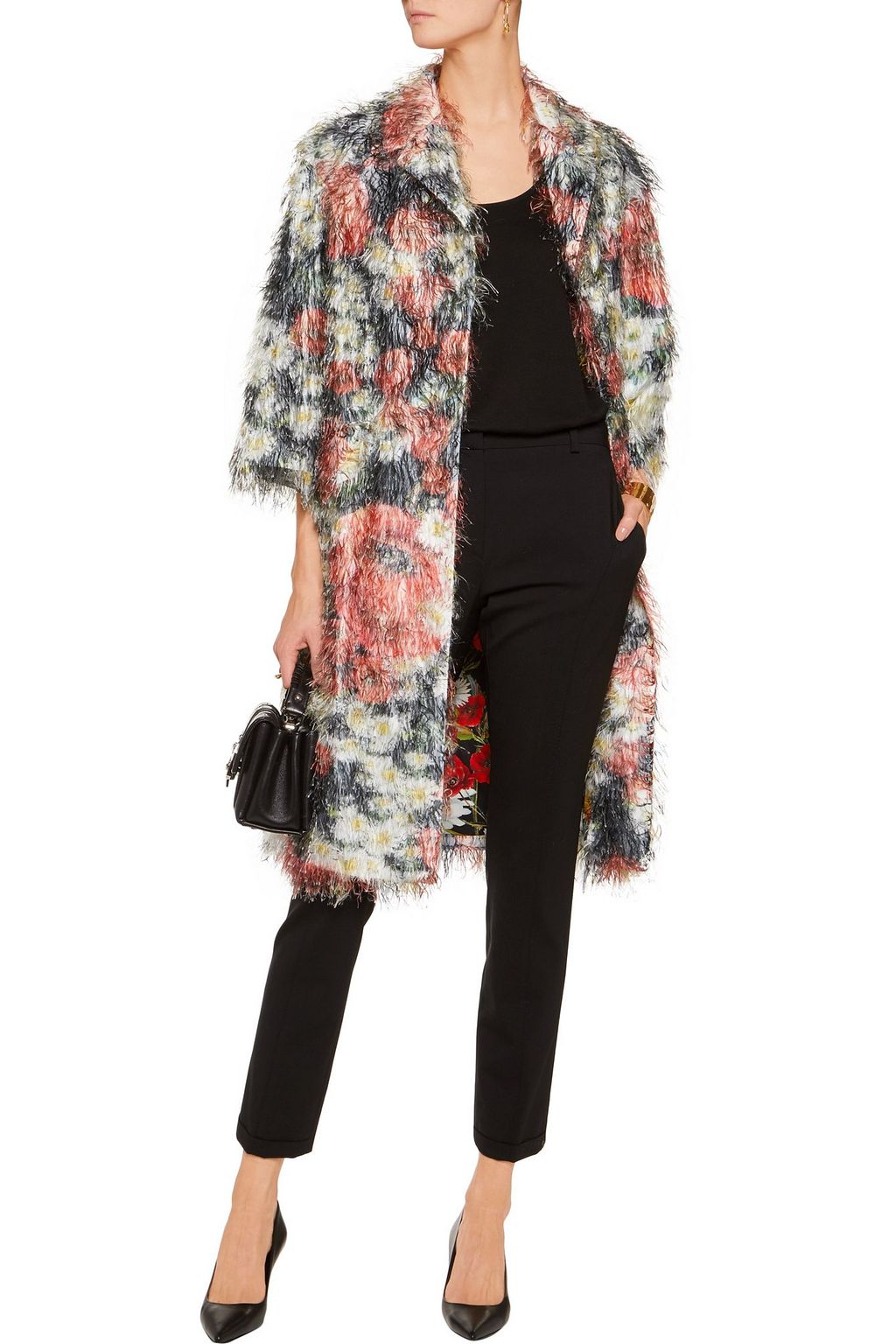 DOLCE & GABBANA Floral-print fil coupé coat