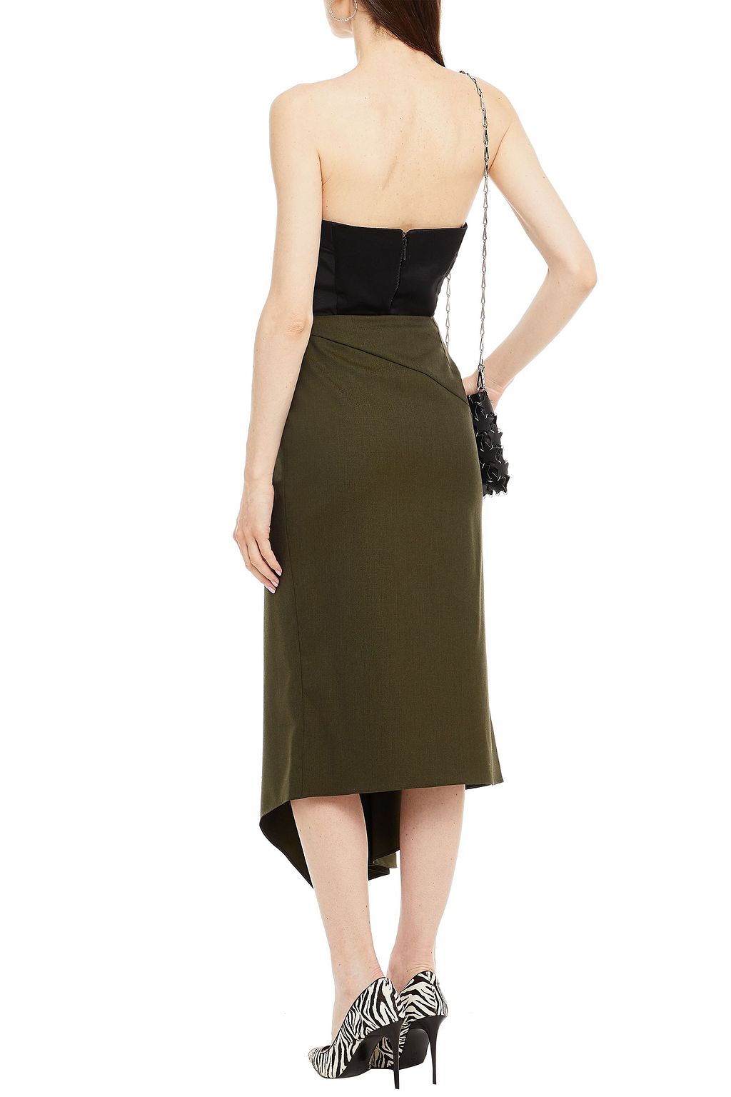 ALEXANDRE VAUTHIER Asymmetric stretch-wool twill midi skirt